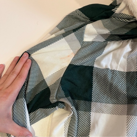 y2k green and white plaid hooded button up long sleeve top vintage fall coquette - Picture 8 of 8